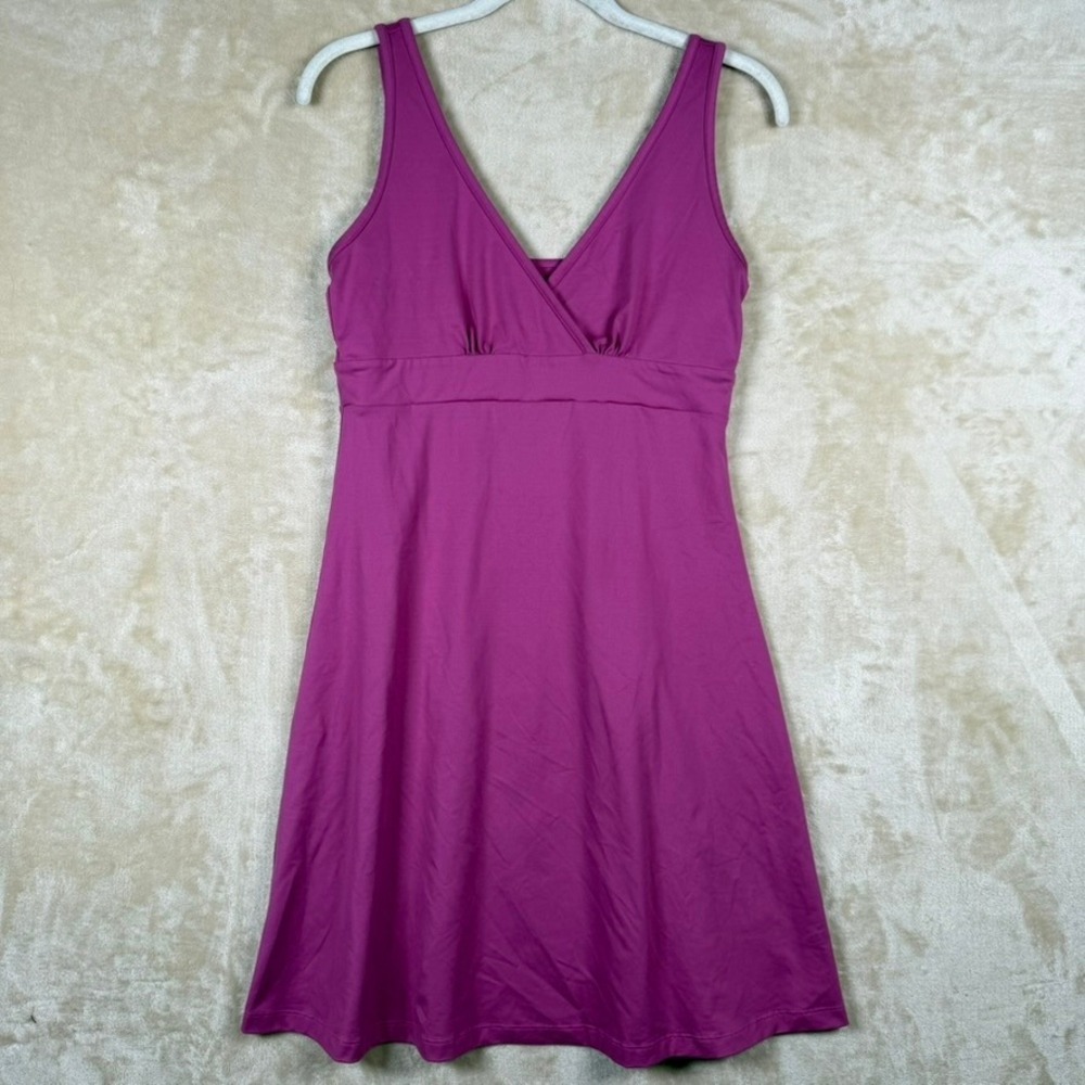 Patagonia Womens Size S Morning Glory Dress Magenta Purple V-Neck Active‎